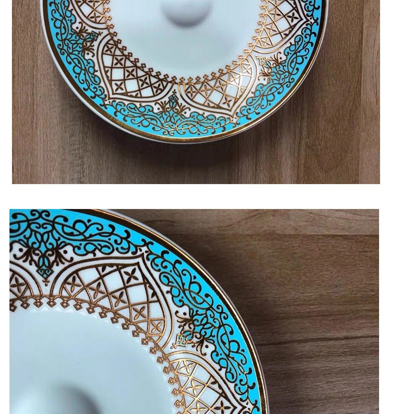 Turkish Tea Cup Gift Box Set Blue Gold Pattern Afternoon Tea Cup Saucer Coffee Cup Glass Leisure Tea Set High-end Noble Cupware